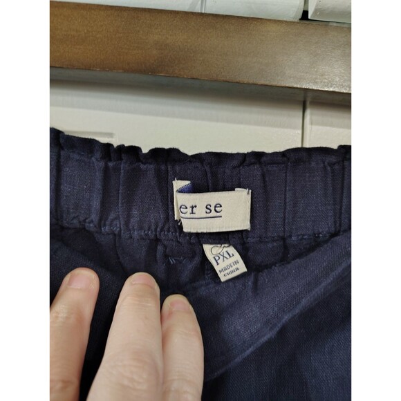 Per Se Linen Blend Pants Womens XL Petite Navy Relaxed Pull On Beachy Classic - Picture 6 of 10